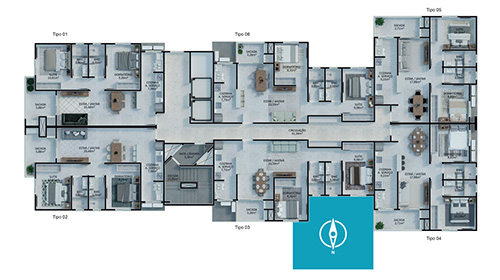 Torre 01 - Orquídea - Apartamentos com aproximadamente 65 a 70 m? - Vagas de garagem individual e cobertas